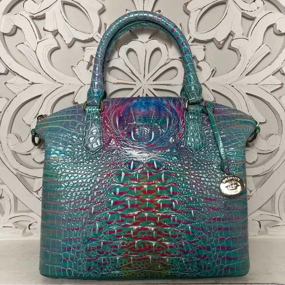 SOLD Brahmin Duxbury Satchel Blue Fin Melbourne Leather - Picture 2 of 11